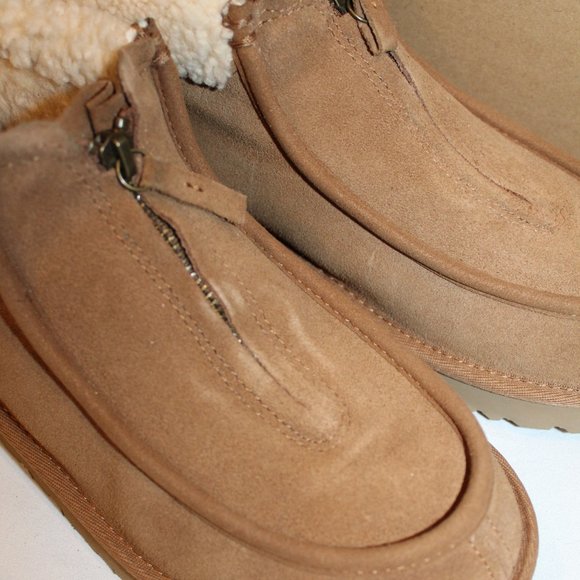 NIB UGG WOMEN'S ZIP FRONT SUEDE SHEARLING LINED‎ FUNKARRA ANKLE BOOTS CHESTNUT - Picture 6 of 7